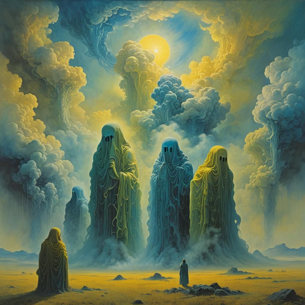 Psychedelic Ghost Ritual in Dreamlike Color Field