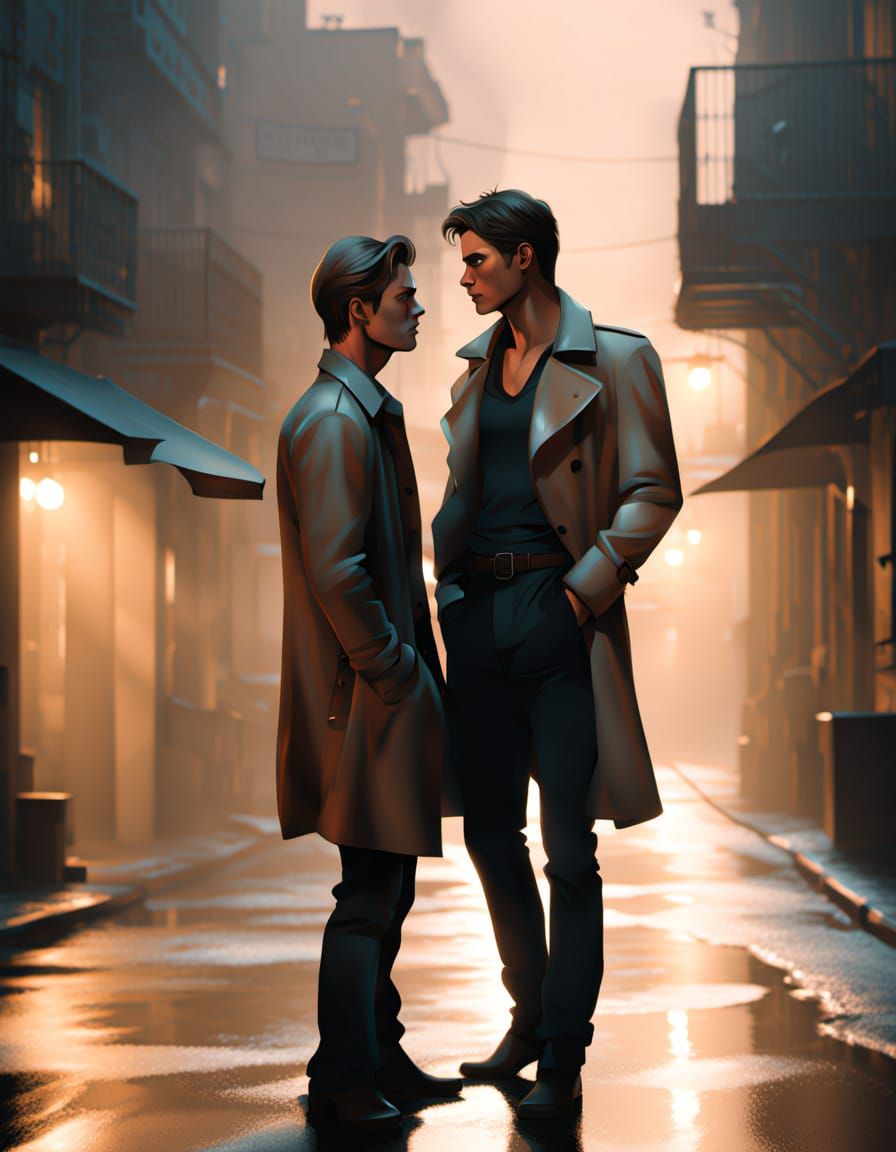 Lone Detective in Shadowy Alleyway: Noir Concept Art