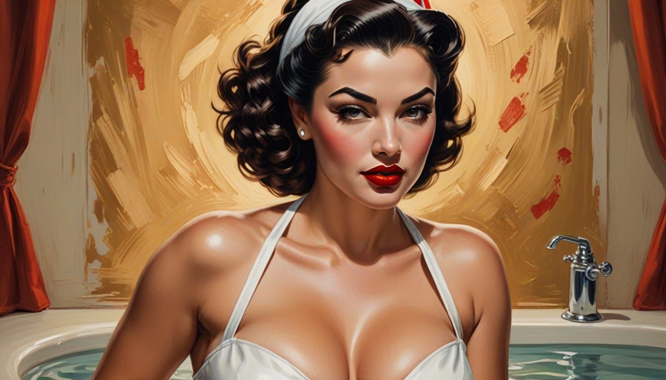 Sultry 1950s Pinup in Vintage Hospital Setting