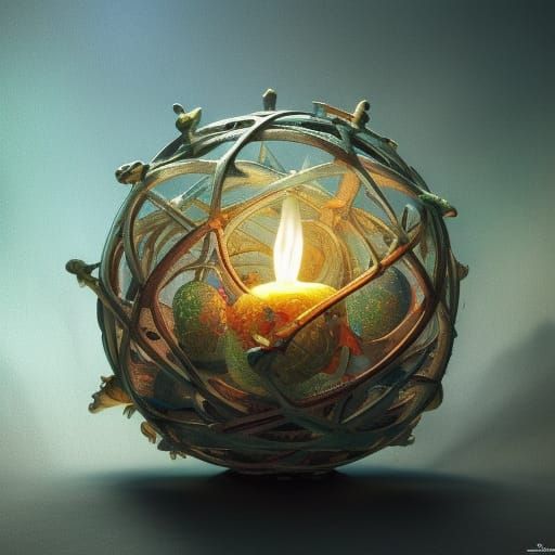 Celtic Sphere Terrarium Candles in Detailed Sci-Fi Fantasy