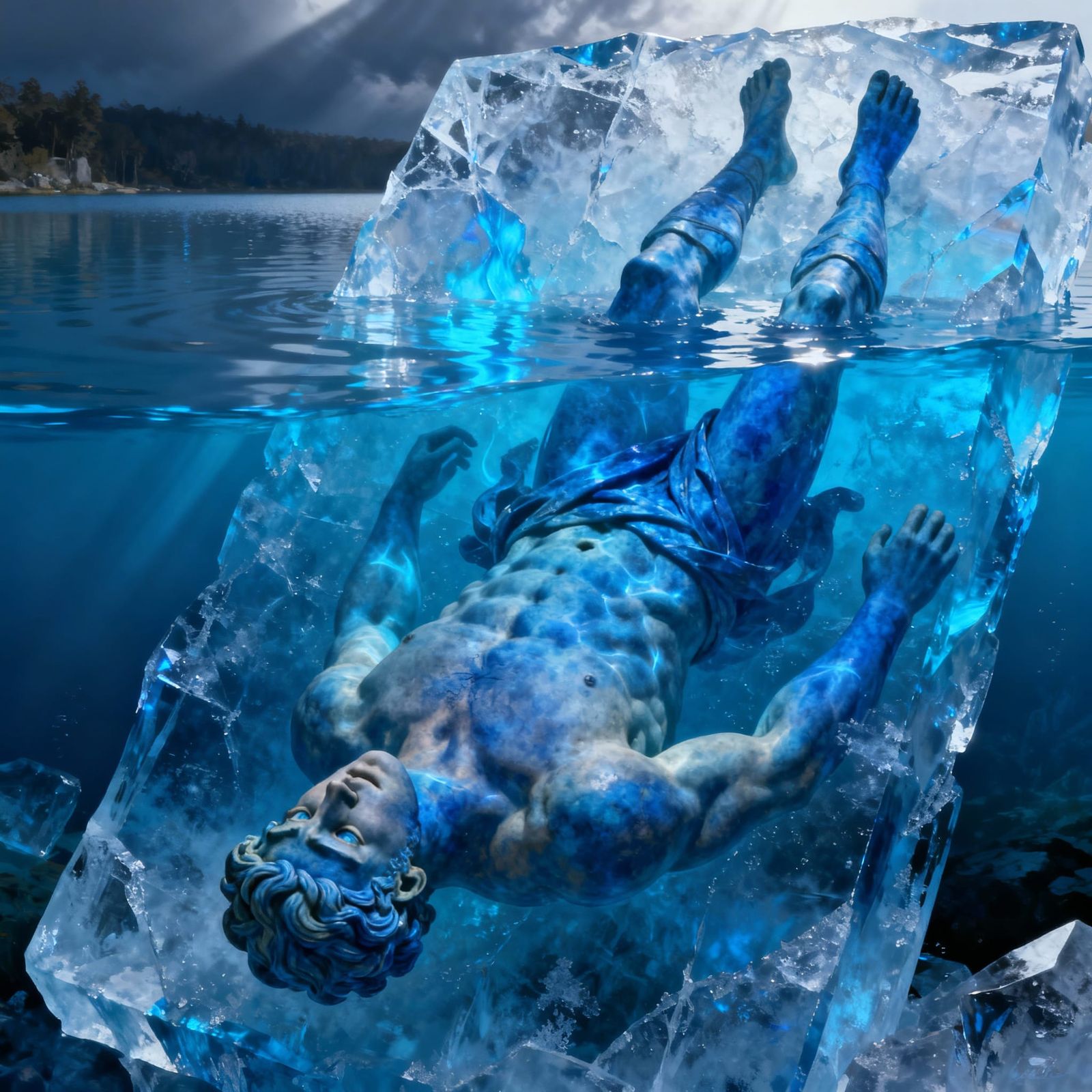 Theseus Frozen in Sapphire Ice
