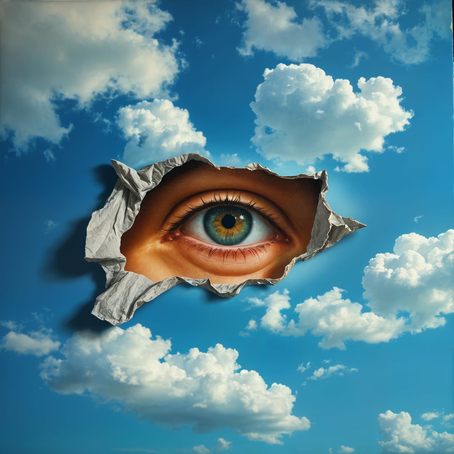 Surreal Sky Eye: Renaissance Realism Meets Dreamlike Art