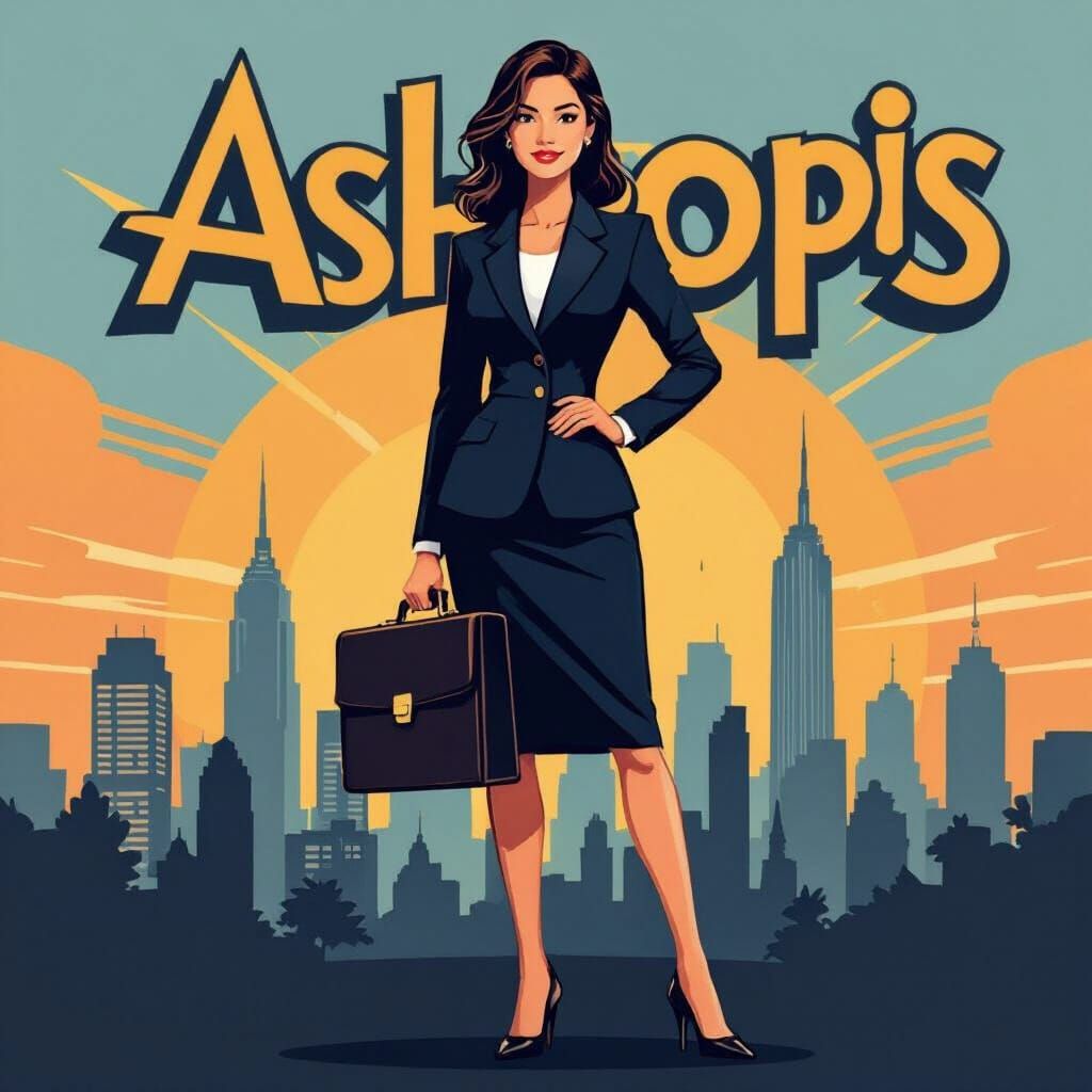Businesswoman in Cityscape: Ash Thorp Style