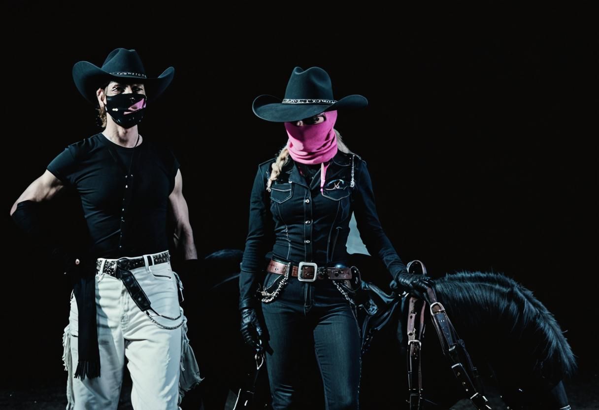 Madonna in Pink Balaclava: Cinematic Film Still