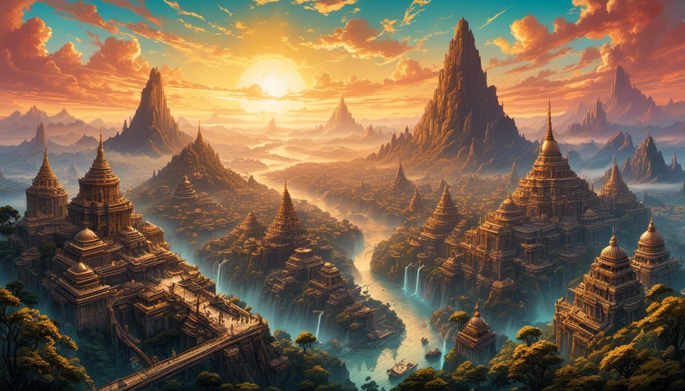 Cityscape Watercolor in Golden Hour Light