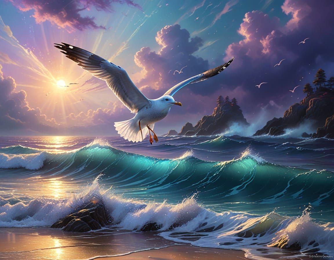 Bioluminescent Beach at Night: Ethereal Digital Painting