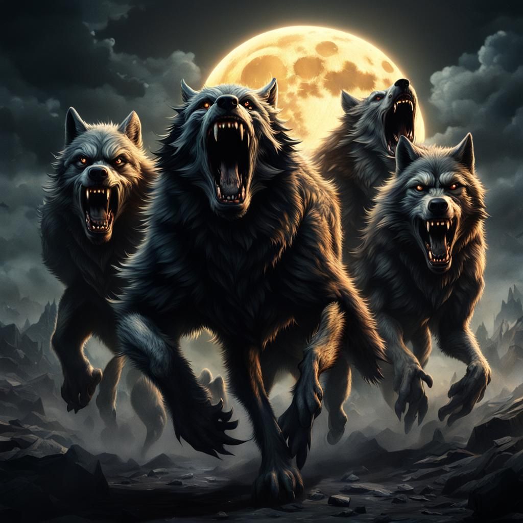 Werewolves Howling at the Moon: Digital Matte Painting