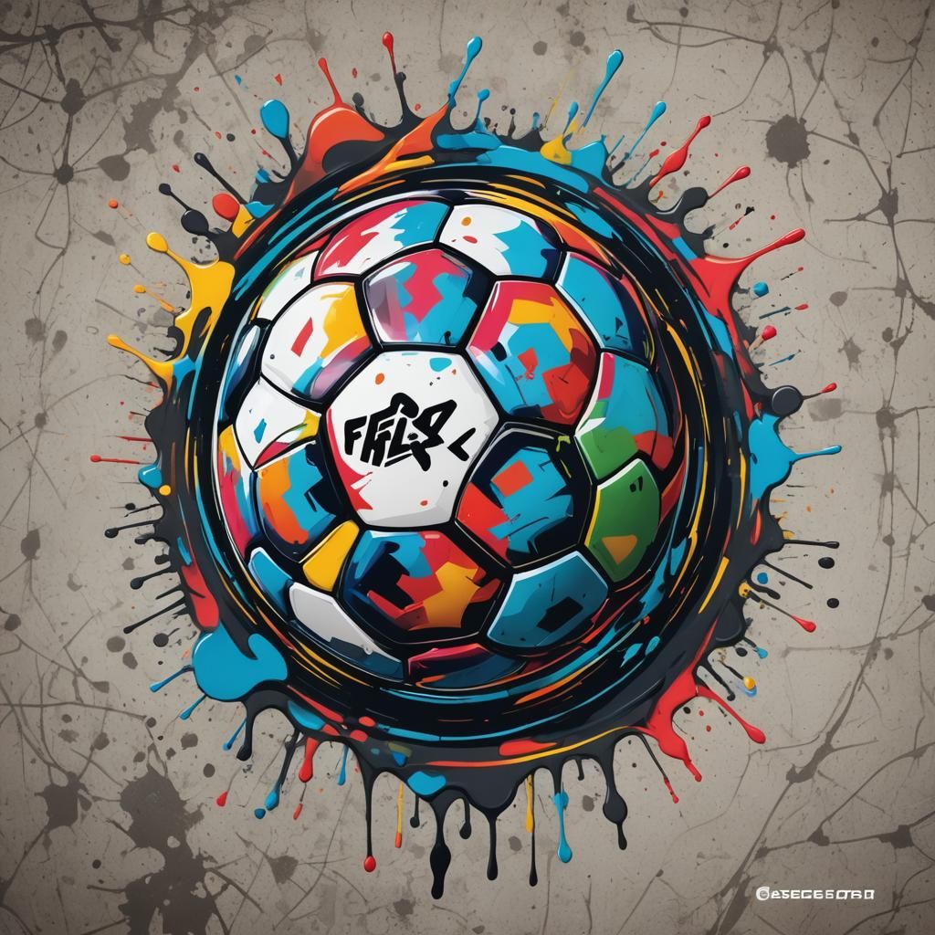 Classic Soccer Logo in Graffiti Street Art Style