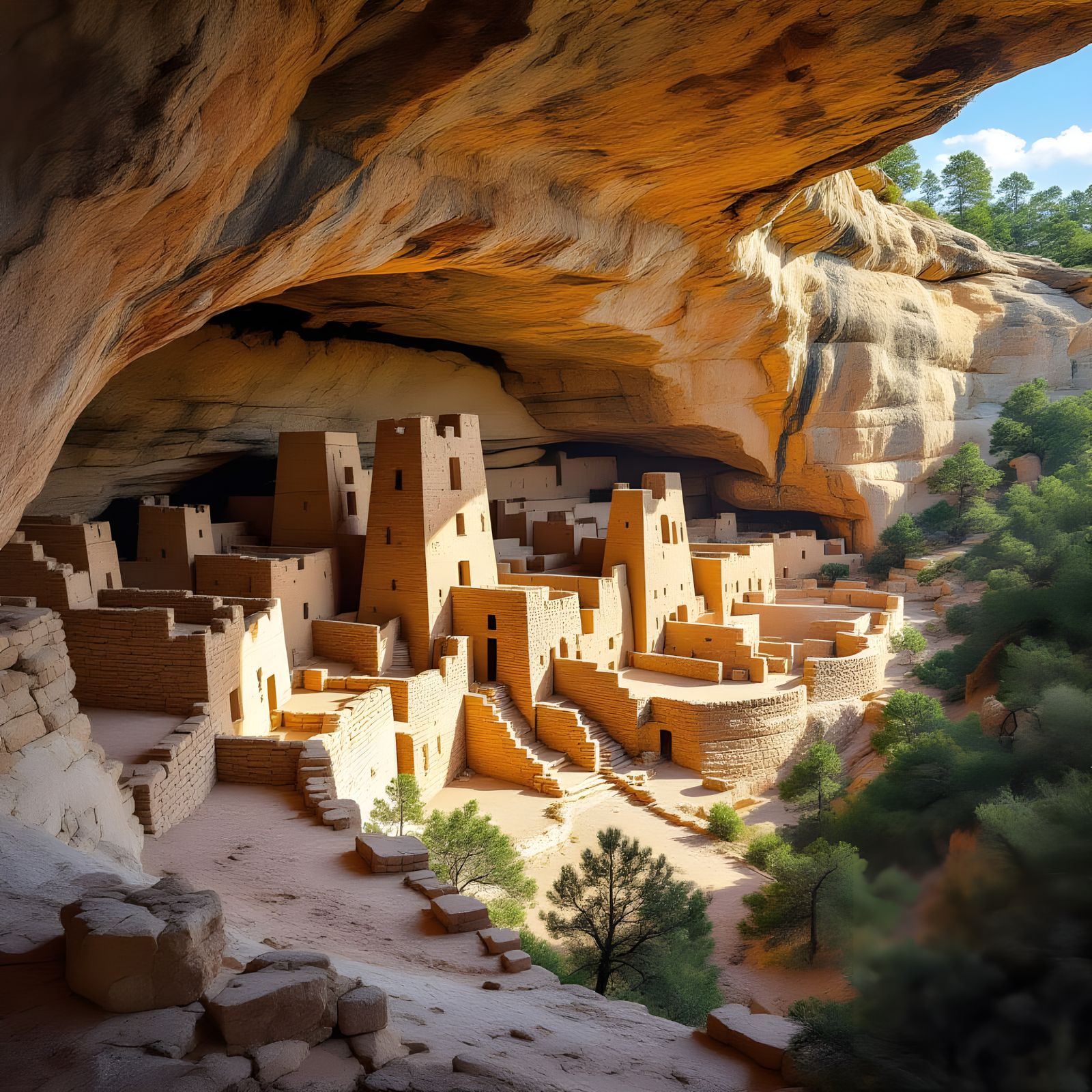 Cliff Palace at Mesa Verde: Hyper-Realistic Digital Painting