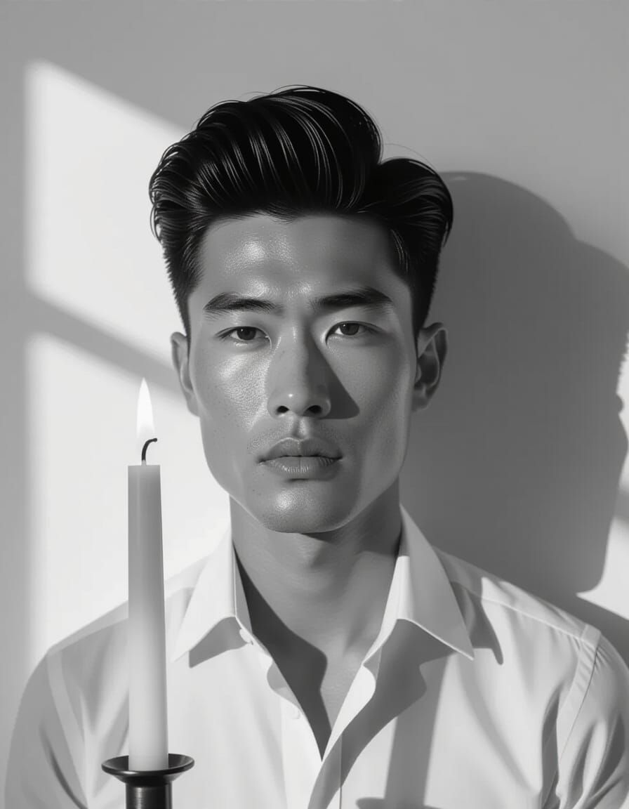 Mapplethorpe-Style Portrait of Man with Candlelight