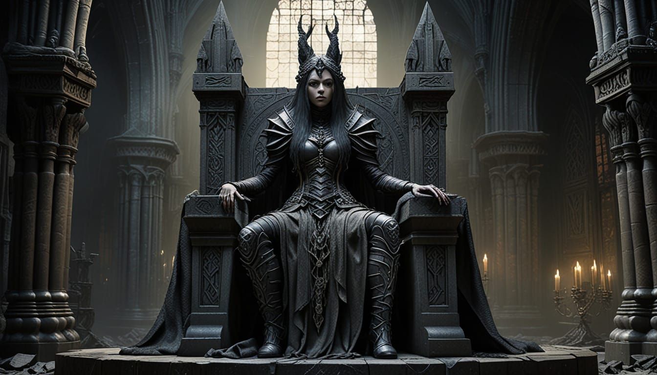 Barbarian Queen in Gothic Cathedral Regalia