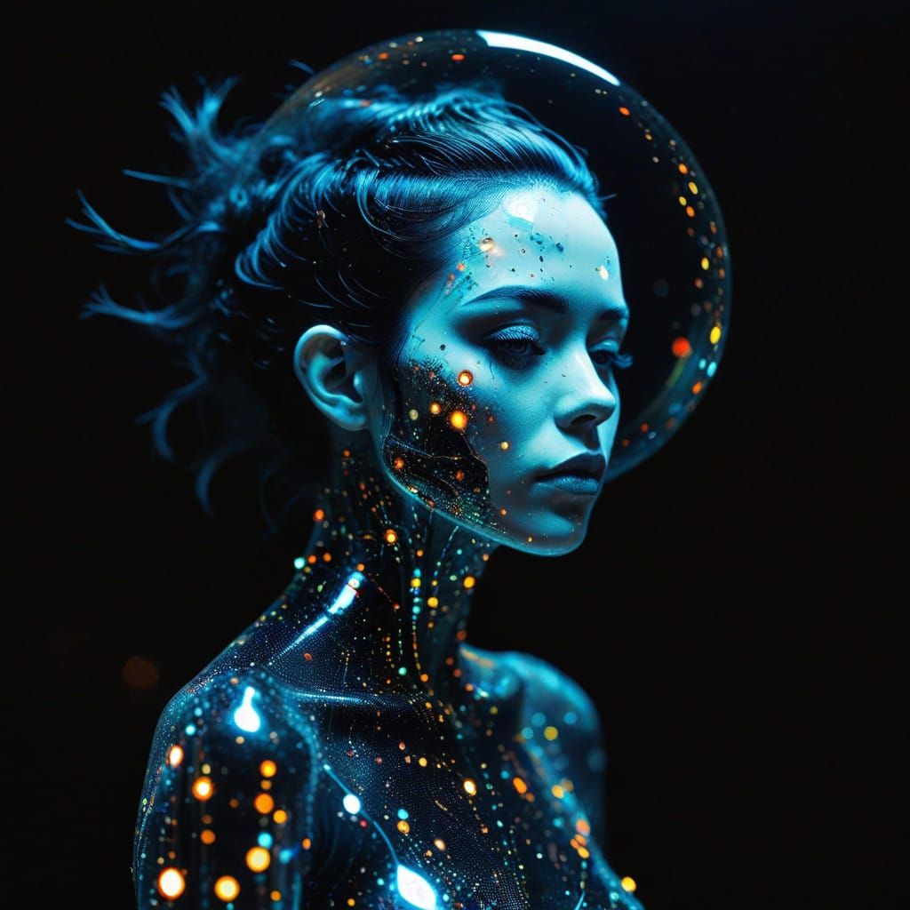 Surreal Ghostly Specter in Verdigris Hues