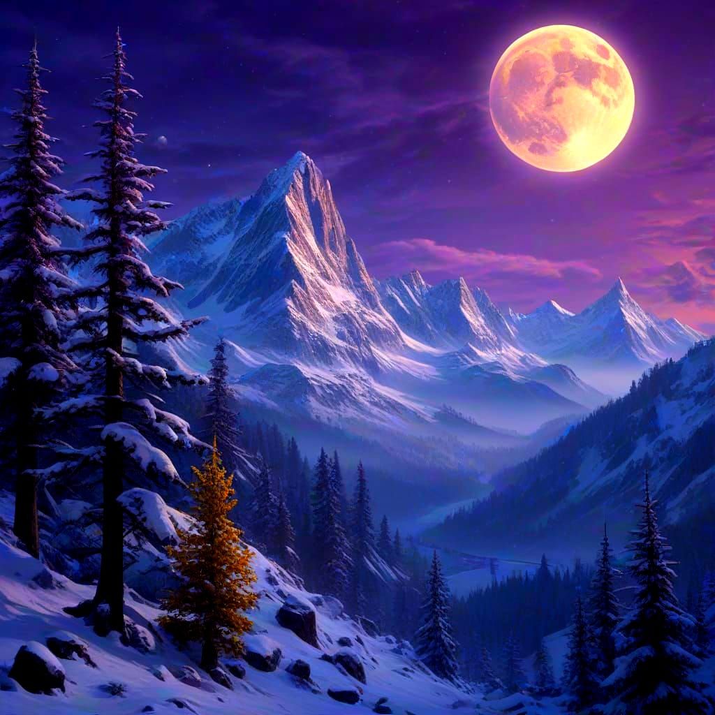 Ethereal Mountain Landscape at Dusk in Dark Fantasy Style