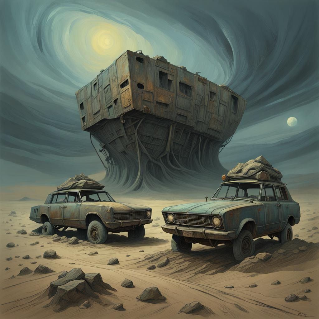 Eerie Desert Landscape in Post-Apocalyptic Style
