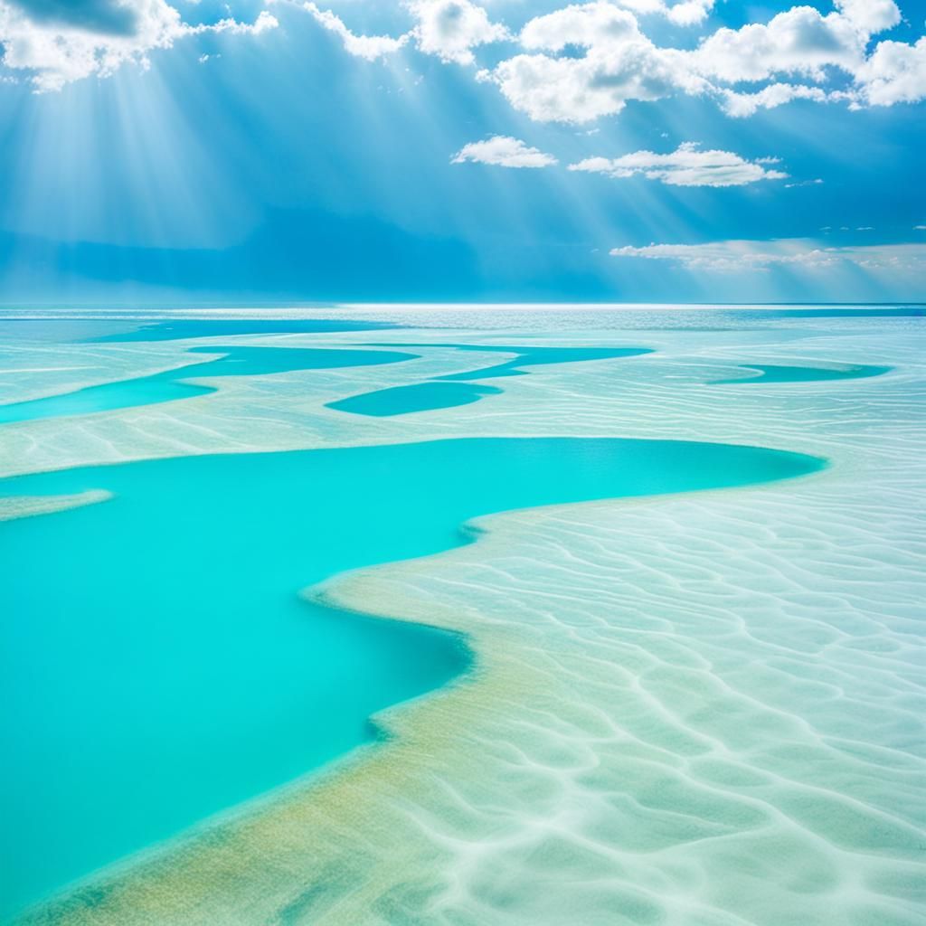 Iridescent Sandbar Bathed in Divine Light