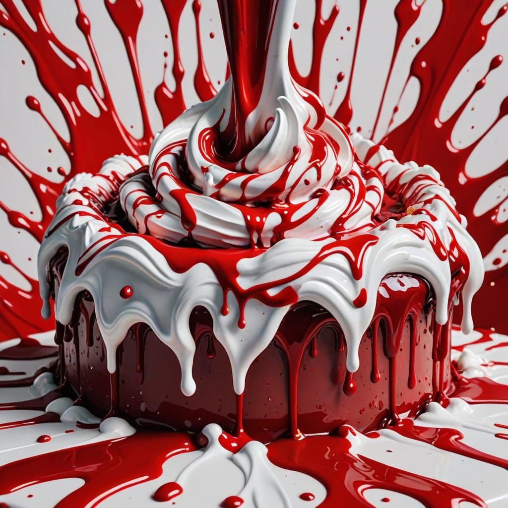 Elizabeth Bathory Covered in Creamy White and Red Splash Art