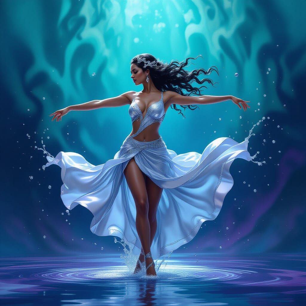 Molten Silver Dancer in Fantasy Art Style