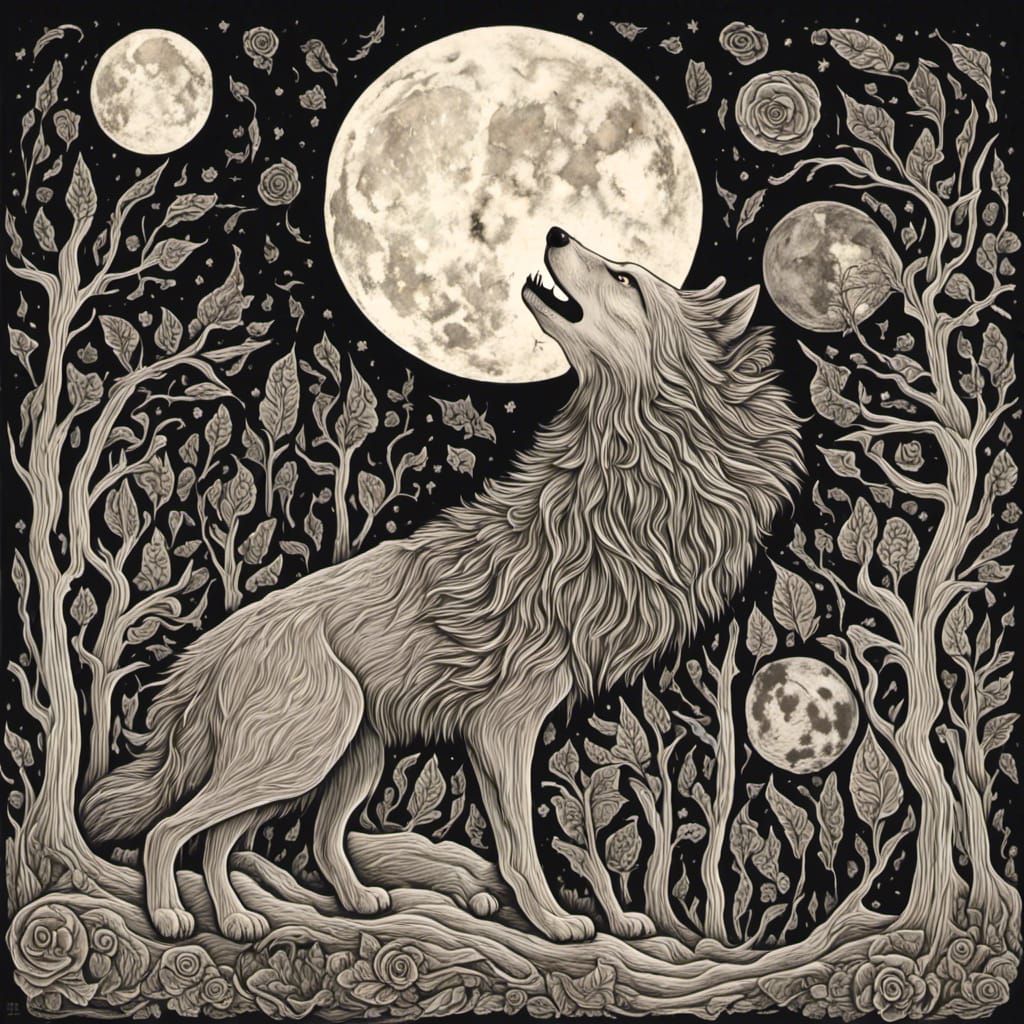 Wolf Howling at the Moon