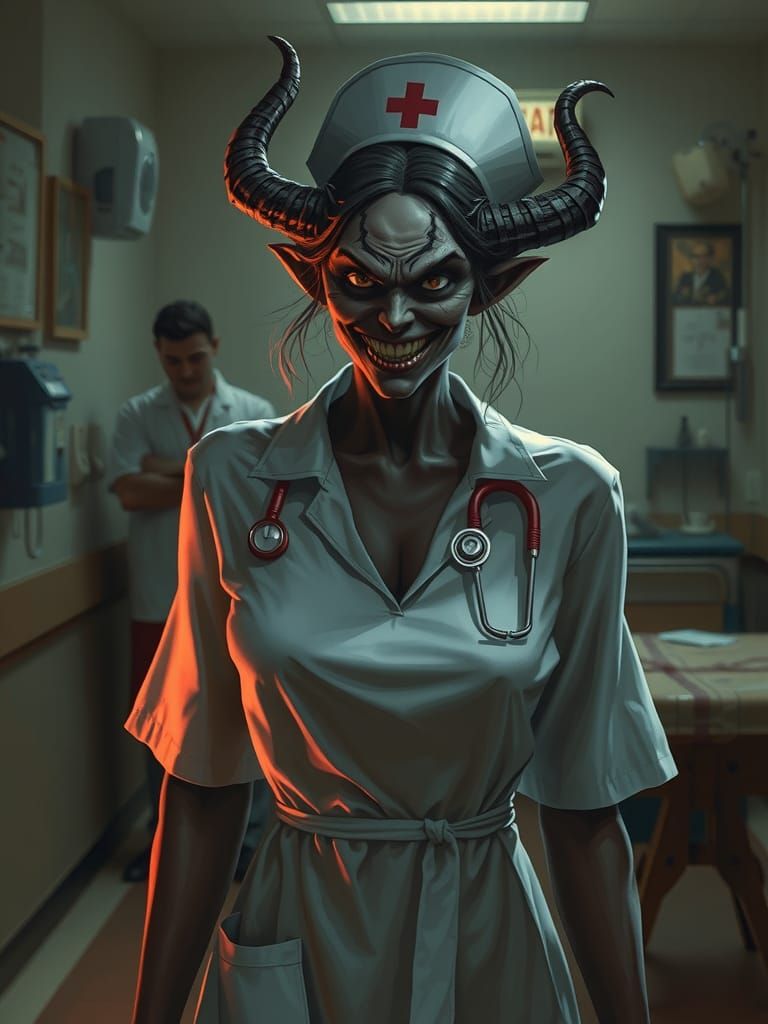 Evil Demon Nurse in Sinister Hospital