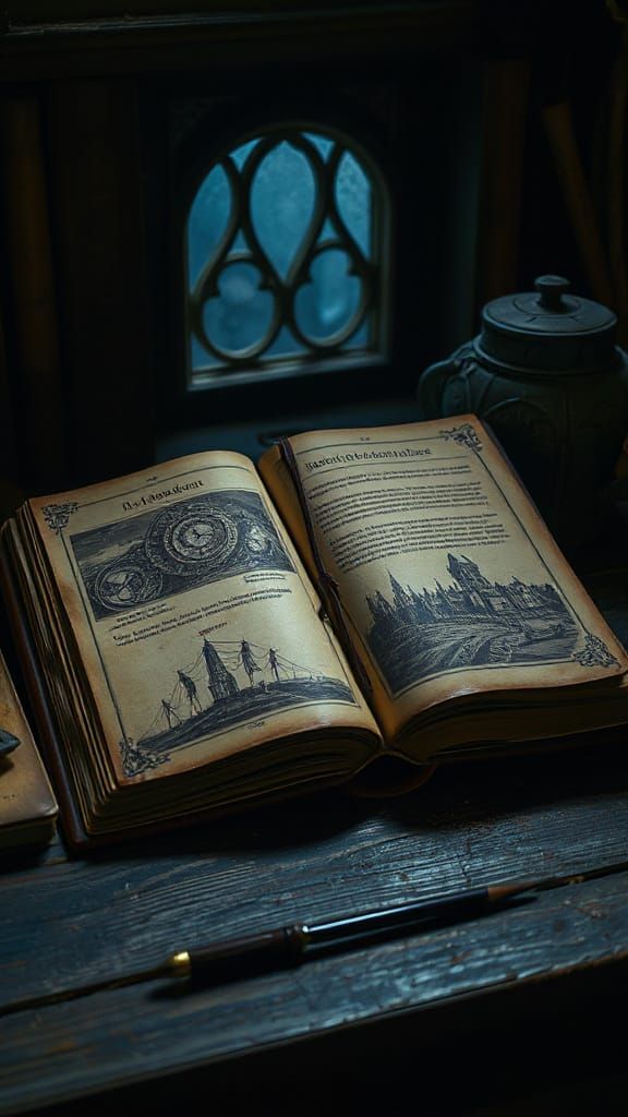 Forbidden Tomes of Hogwarts in Dark Fantasy Style
