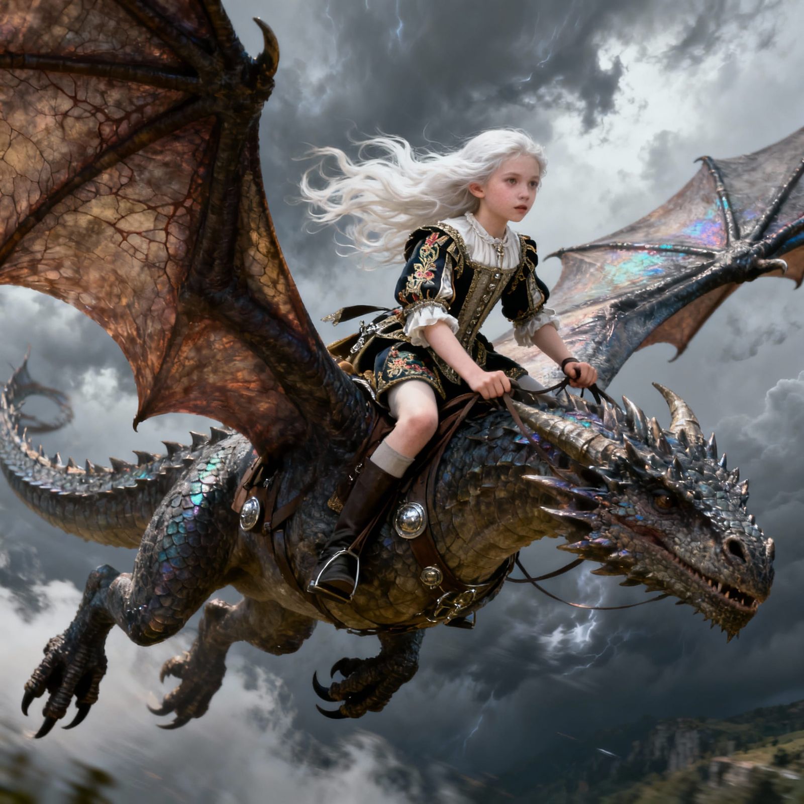 Girl Rides Massive Dragon in Realistic Style