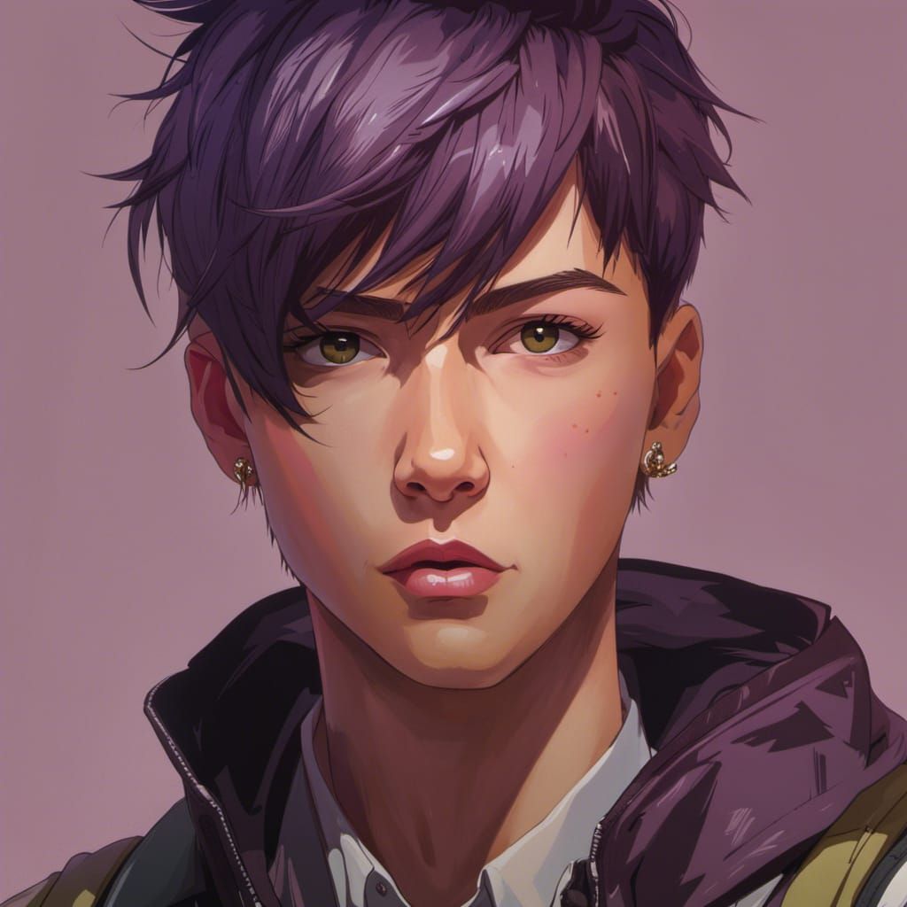 Anime-Style Portrait of Young Man in Pizza Shop