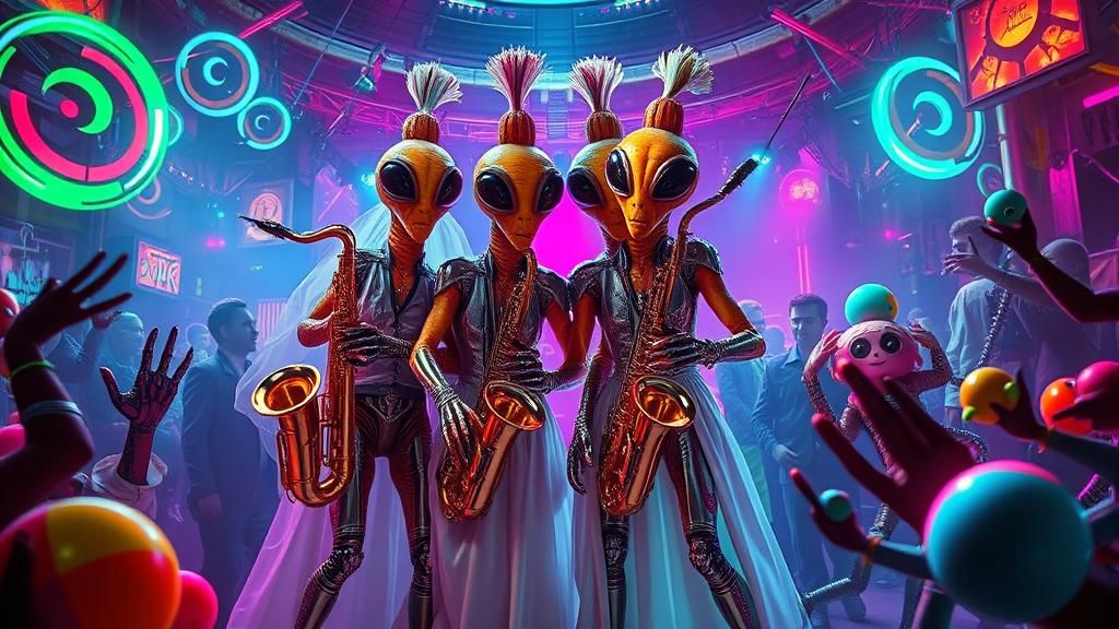 Intergalactic Alien Wedding with Cybernetic Carrot Band