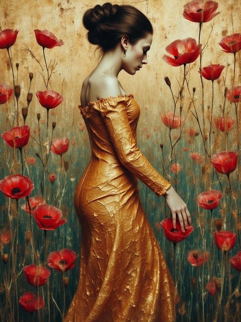 Golden Goddess in Ecstatic Abstraction