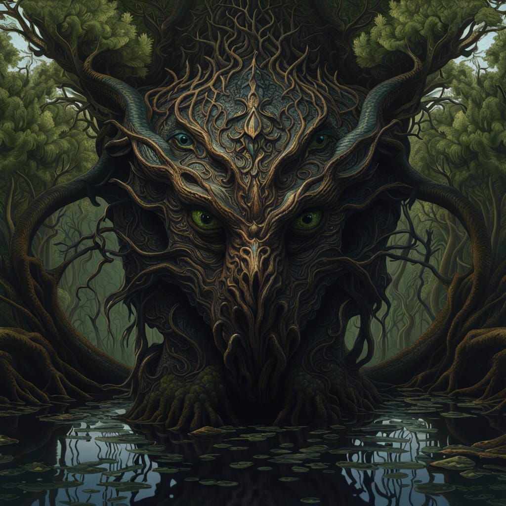 Dark Gothic Rococo Mangrove Monster Portrait