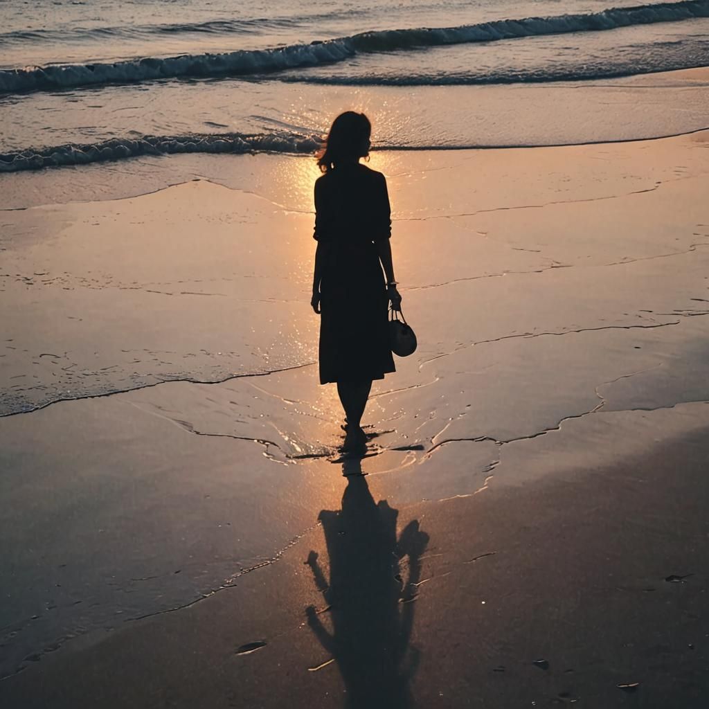 Sunset Beach Silhouette with Peace Symbol