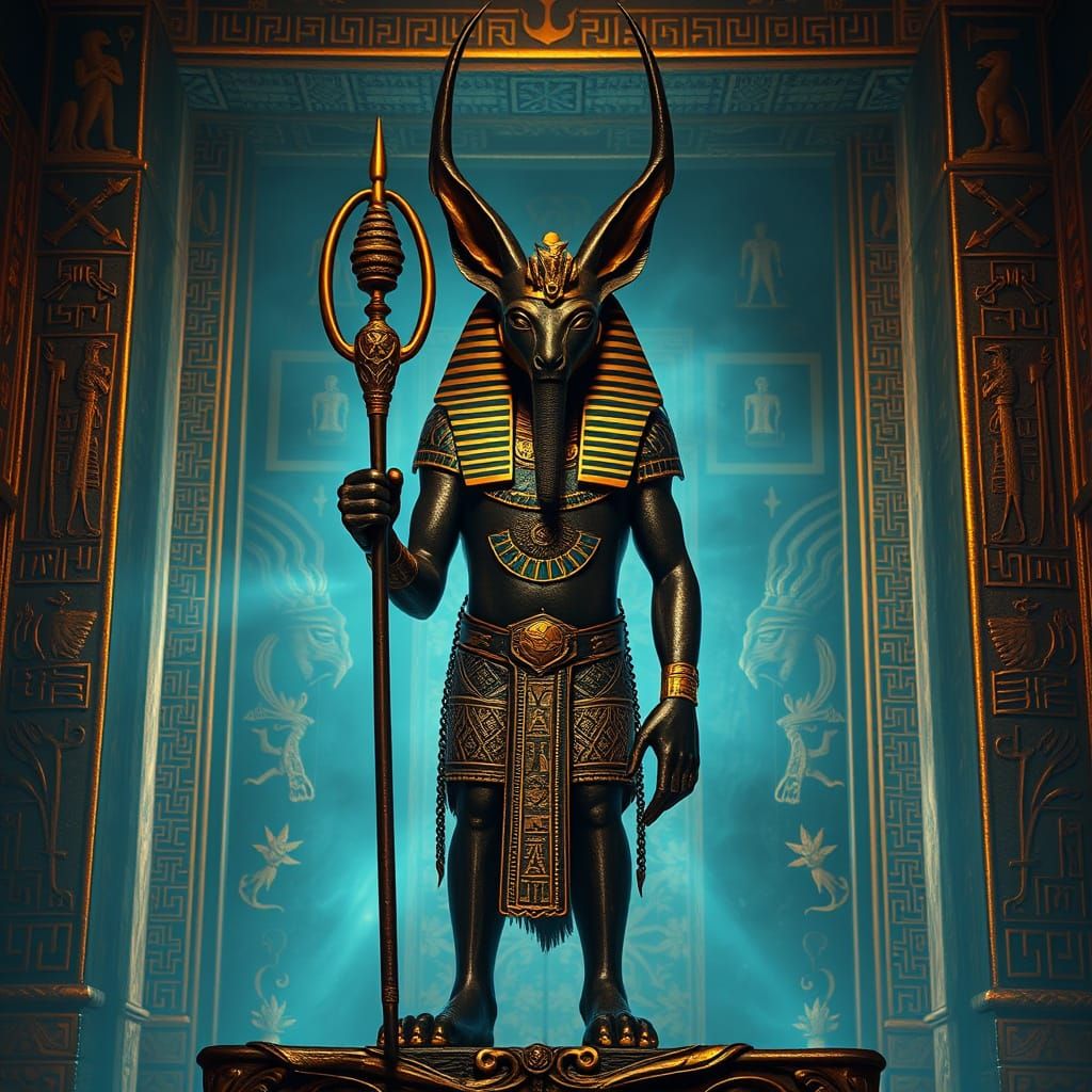 Ancient Egyptian God Anubis in Baroque Style