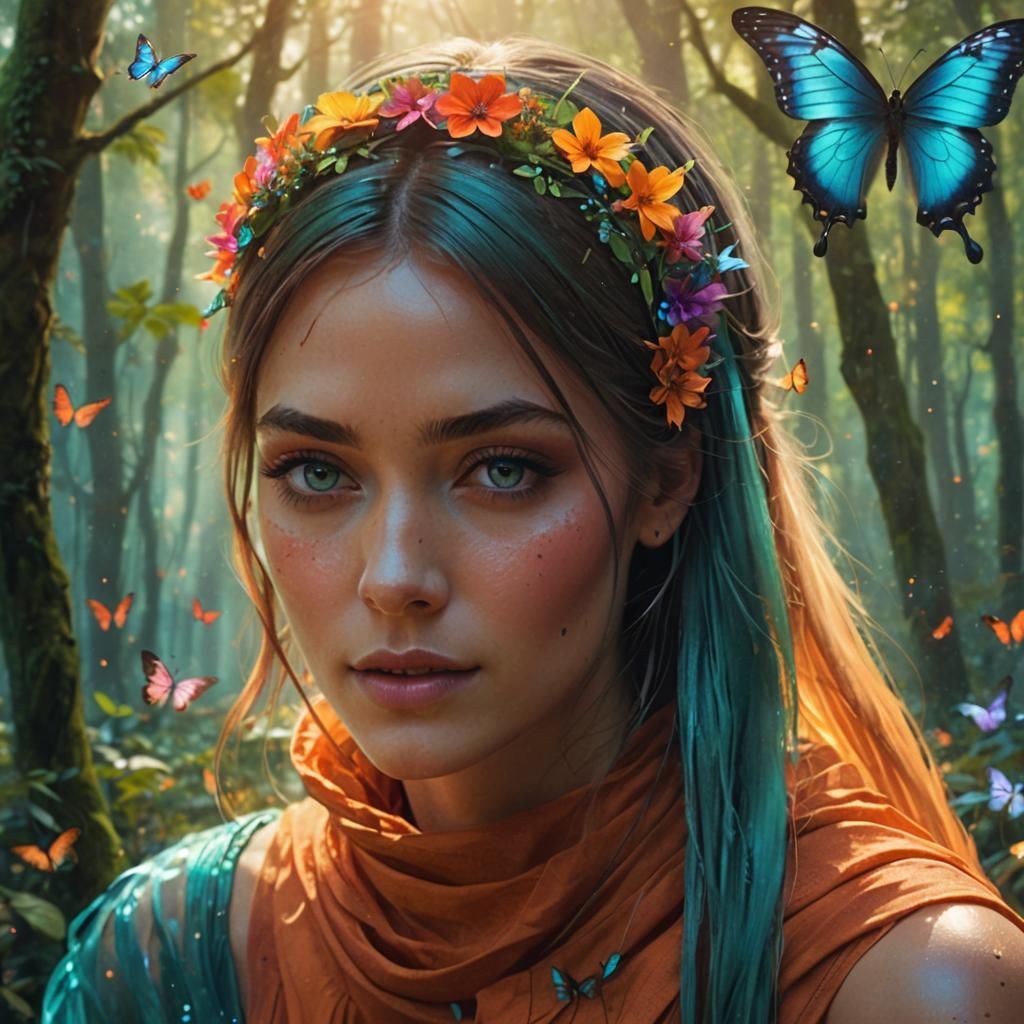 Girl Dancing in Lush Forest: Digital Matte Painting