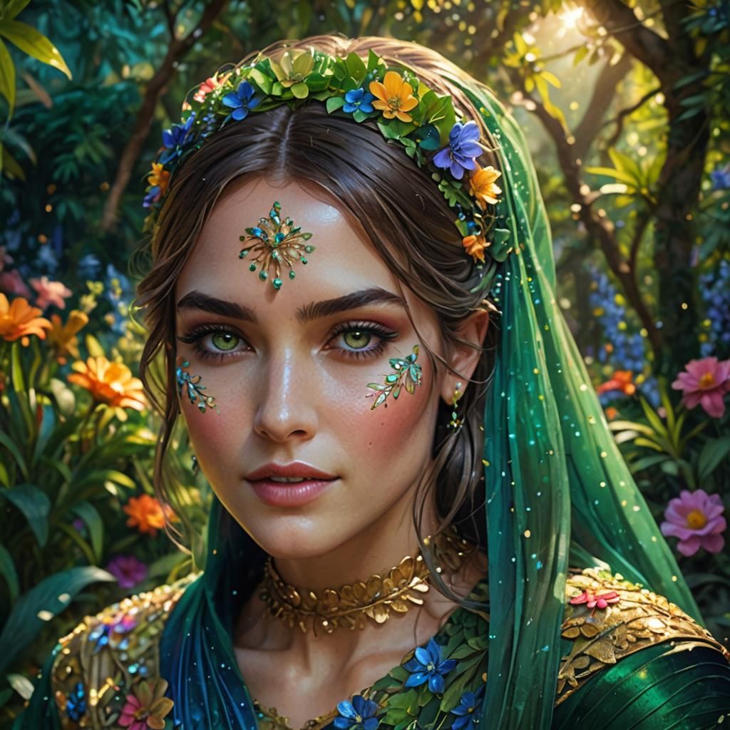 Gorgeous Girl Dancing in Lush Garden: Fantasy Art