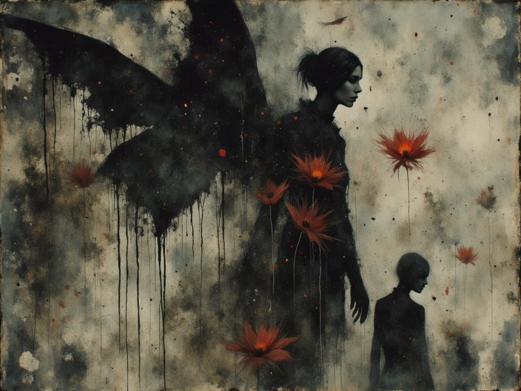 Dreamcore Chaos Figure in Watercolor and Alcohol Ink