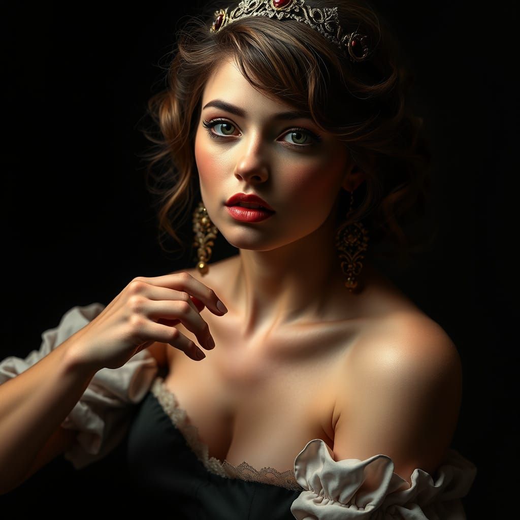 Renaissance Pinup Girl in Chiaroscuro Lighting