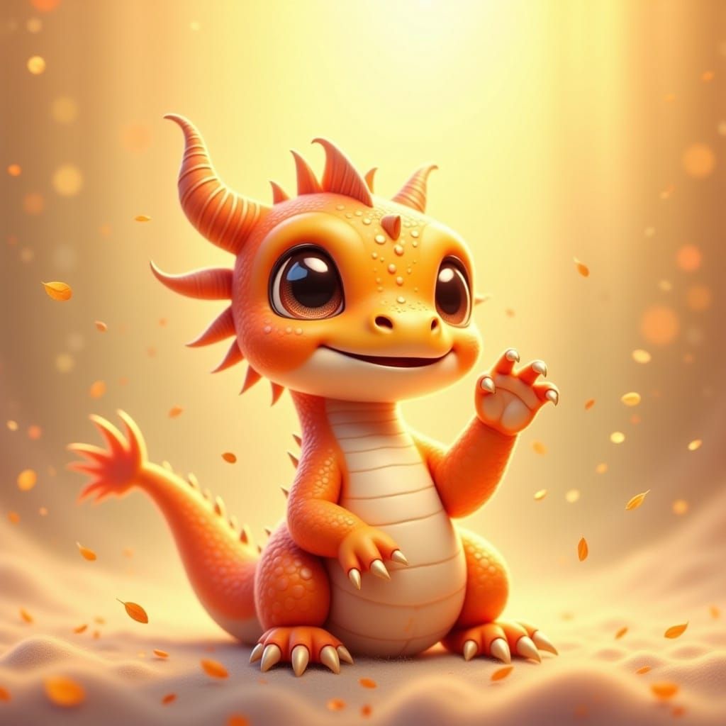 Adorable Dragon Hatchling Celebrates in a Whimsical Style