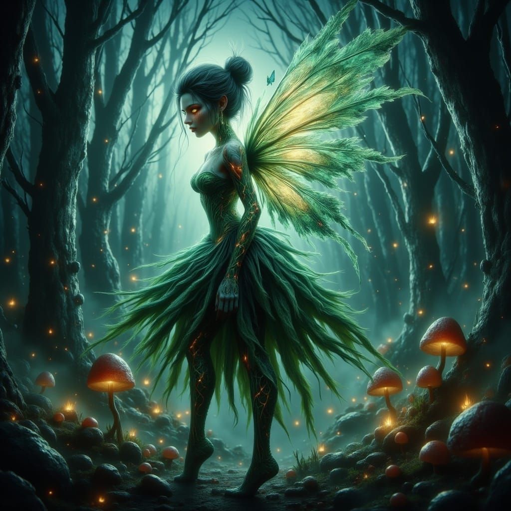 Whimsical Pixie Queen in Moonlit Forest