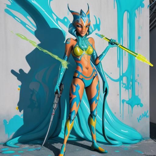 Ahsoka as a Slime Girl in Graffiti Art