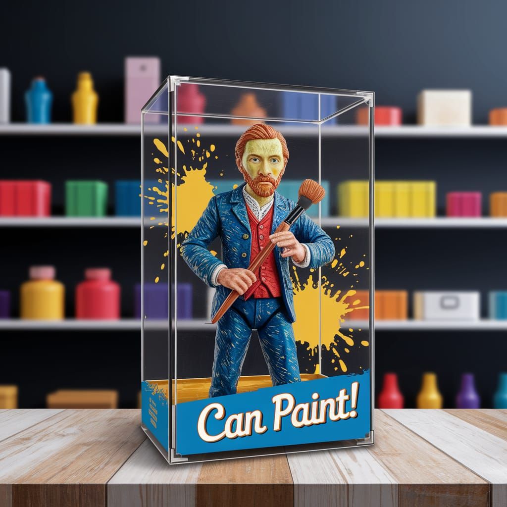 Vincent van Gogh Action Figure in Artistic Glass Display