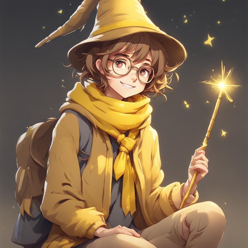 Anime Witch with Magic Wand in Studio Ghibli Style