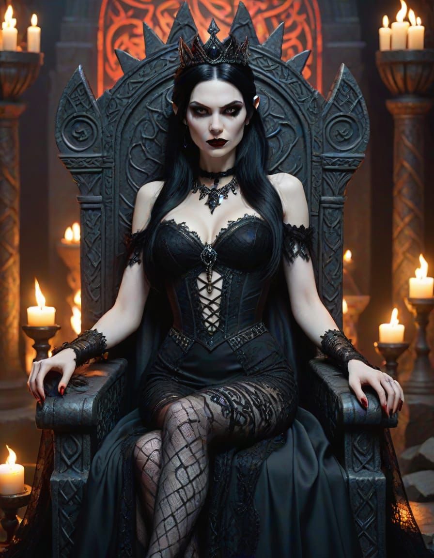 Vampire Queen on Throne with Snakes