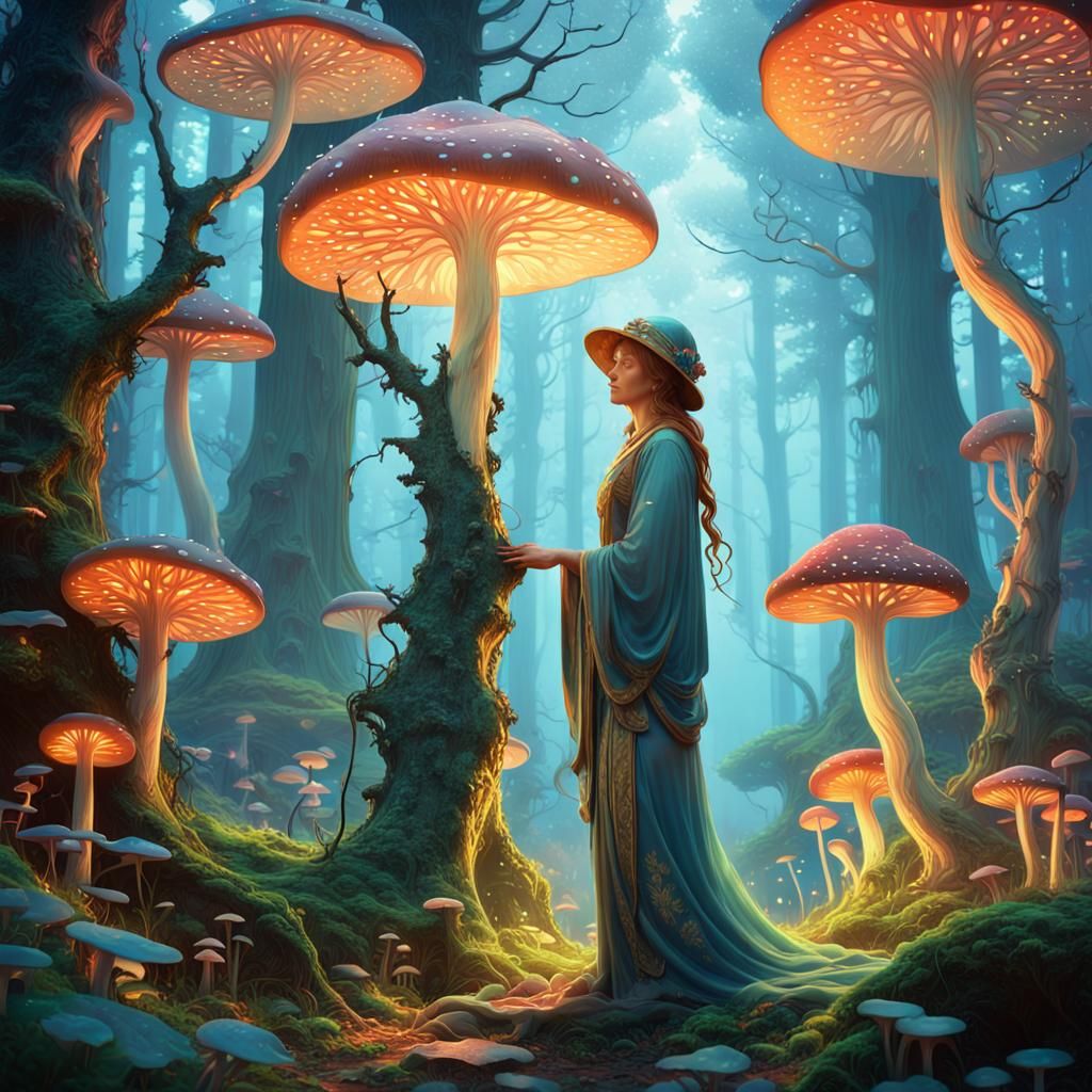 Mystical Forest in Art Nouveau Style