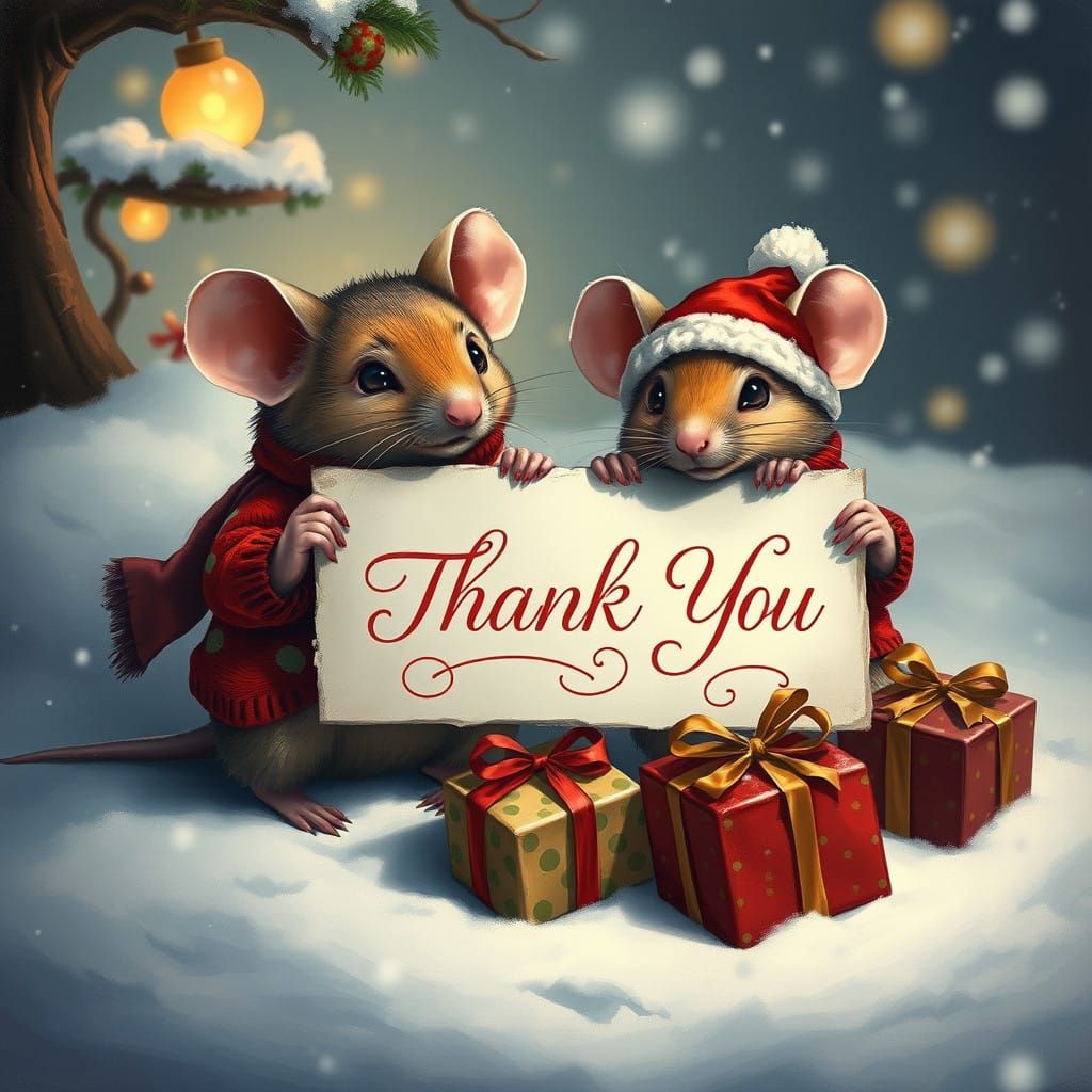 Chibi Christmas Mice in Festive Sweaters