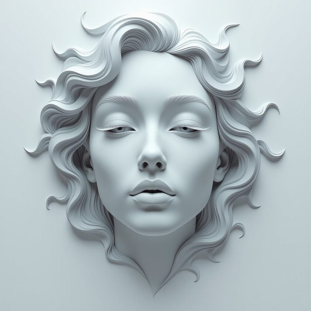 Complex Contour Drawing of a Girl's Face