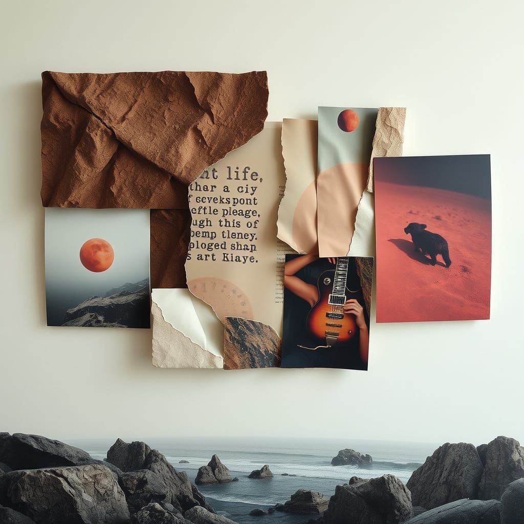 Surreal Life Mosaic in Abstract Art Style