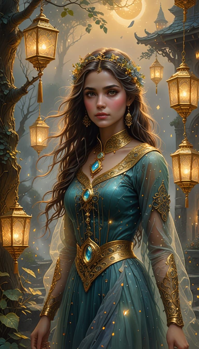 Ethereal Vodyani in Mist: Thomas Kinkade Style