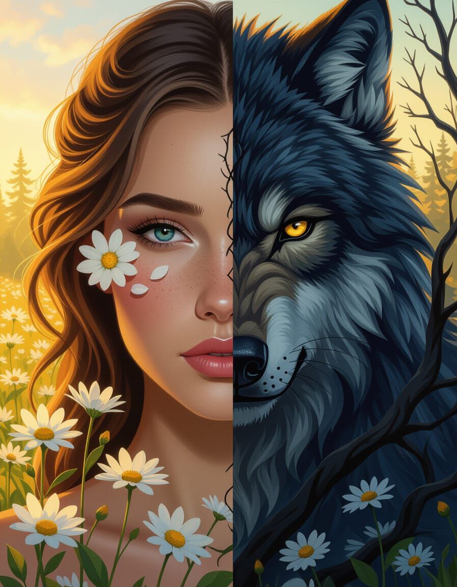 Dual Portrait: Beauty and the Beast in Oil Paint