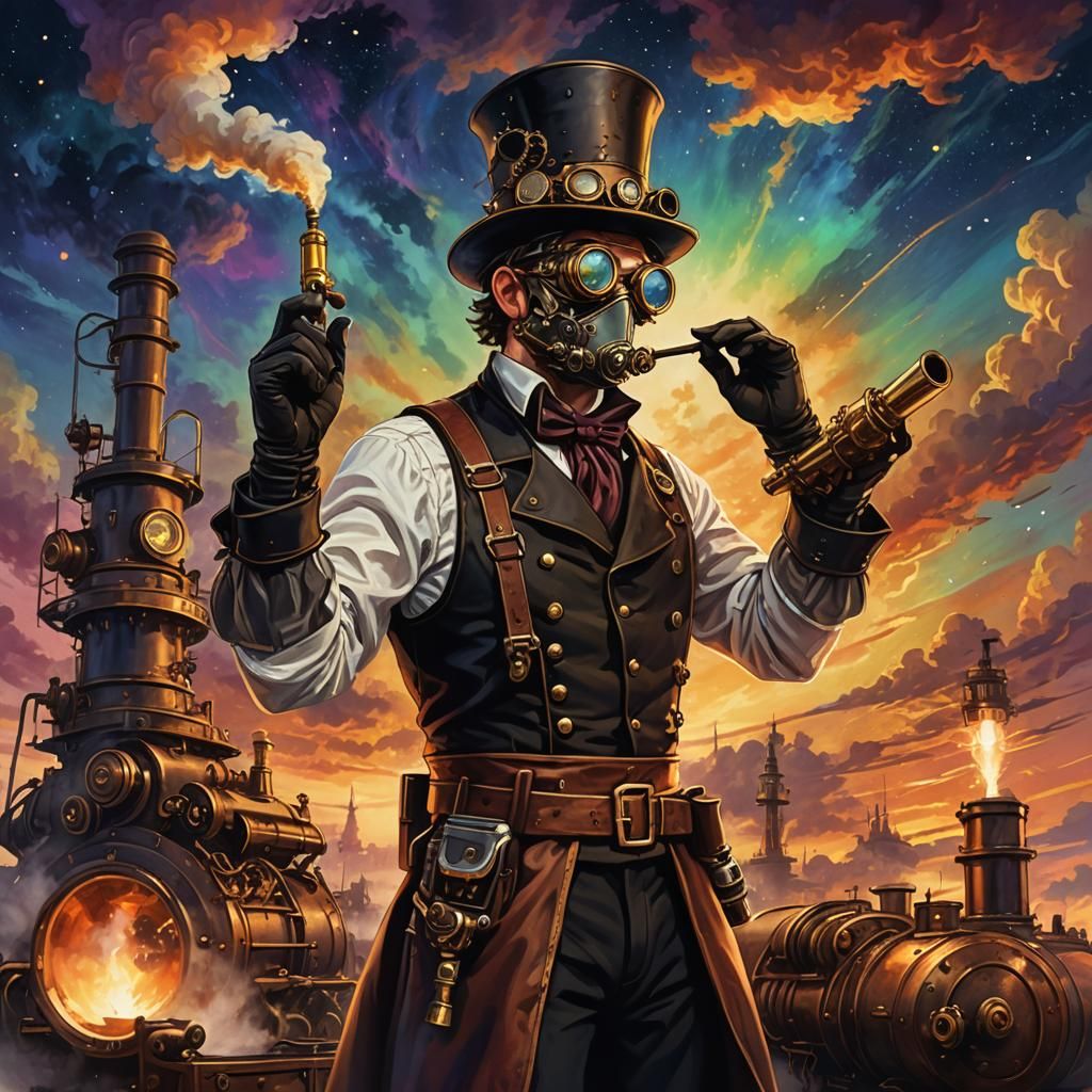 Steampunk Sky Painter Transforms Day to Night