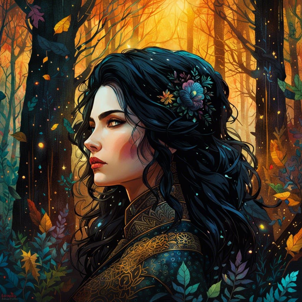 Yennefer Portrait in Watercolor Style
