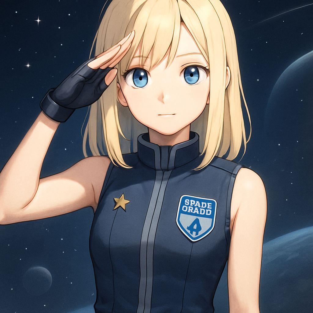 Determined Blonde Space Force Officer in Sci-Fi Uniform